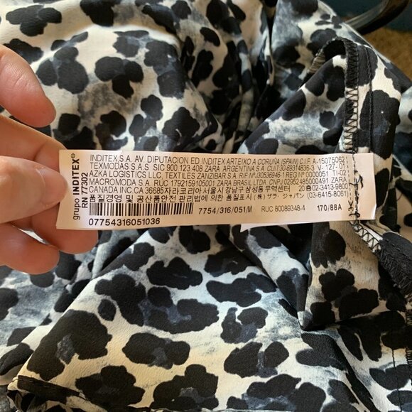 Zara Black Animal Print Ruffled Straps Button-Down Dress. Size Medium NWT - Picture 11 of 12